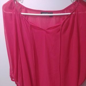 Deep coral red sheer top